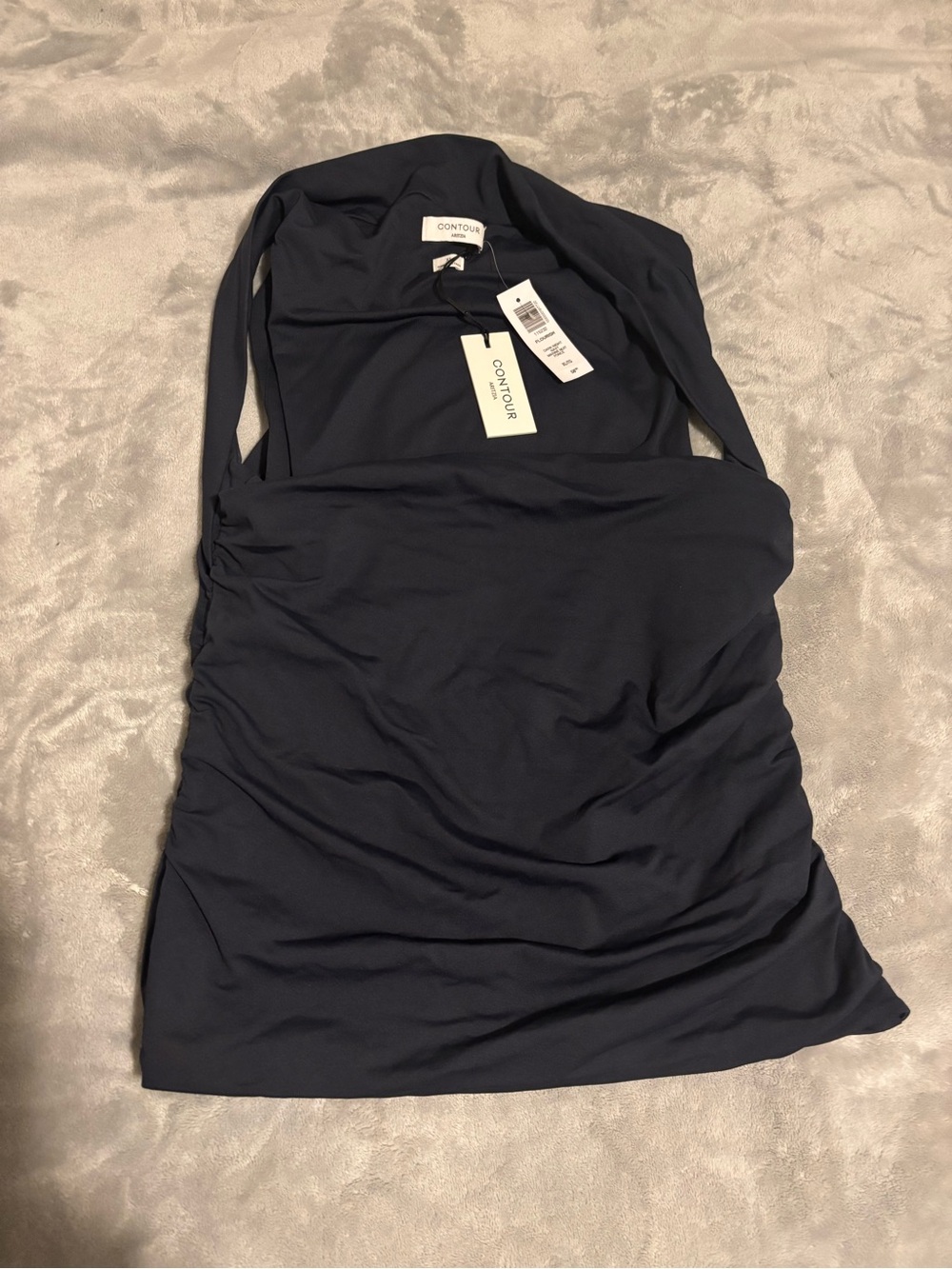 Aritzia Contour Navy Blue Ruched Tank Top